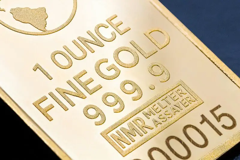 Gold bar showing 999.9 purity